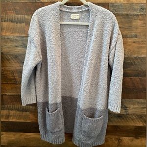 Super soft sweater in 2 tone grey. One size fits most
